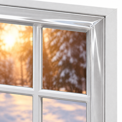 Transparent window insulation film edge close-up