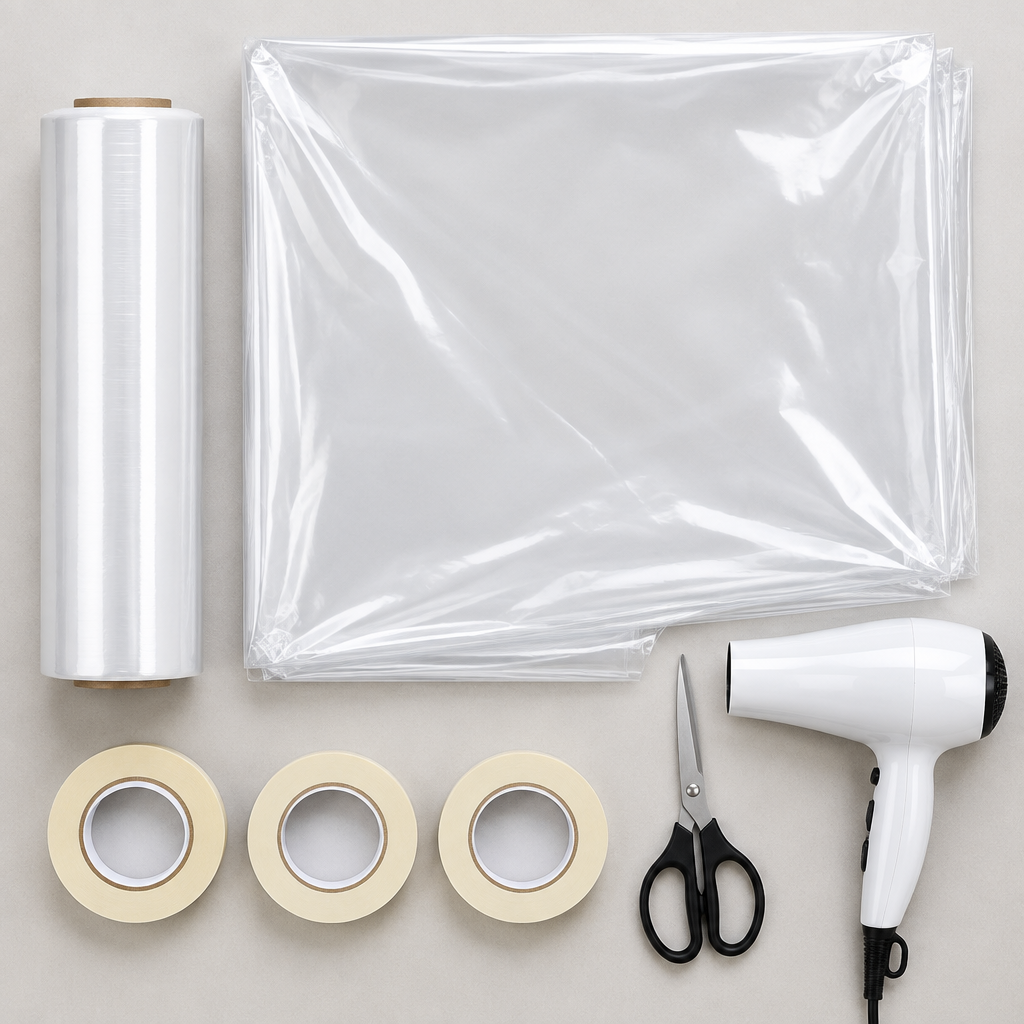 Window insulation film kit and installation tools