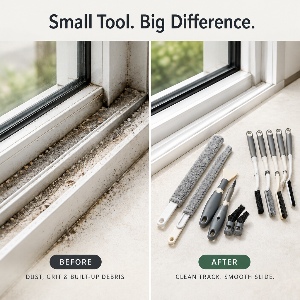 Window Track Cleaning Brush Set - 3 step use