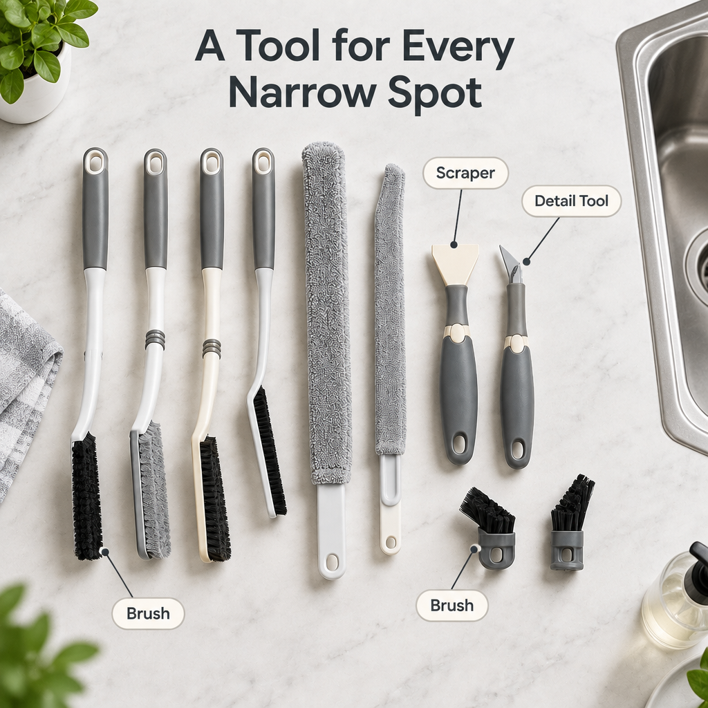 Window Track Cleaning Brush Set - multi-surface use