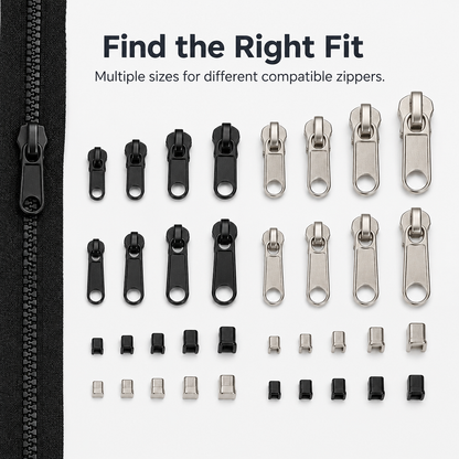 No-Sew Zipper Repair Kit - size guide
