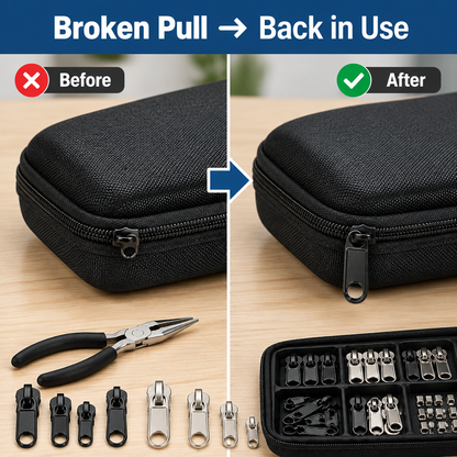 No-Sew Zipper Repair Kit - before and after